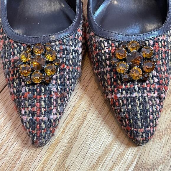Style & Co Elena brown orange tweed sling back heels 6 - Picture 2 of 6